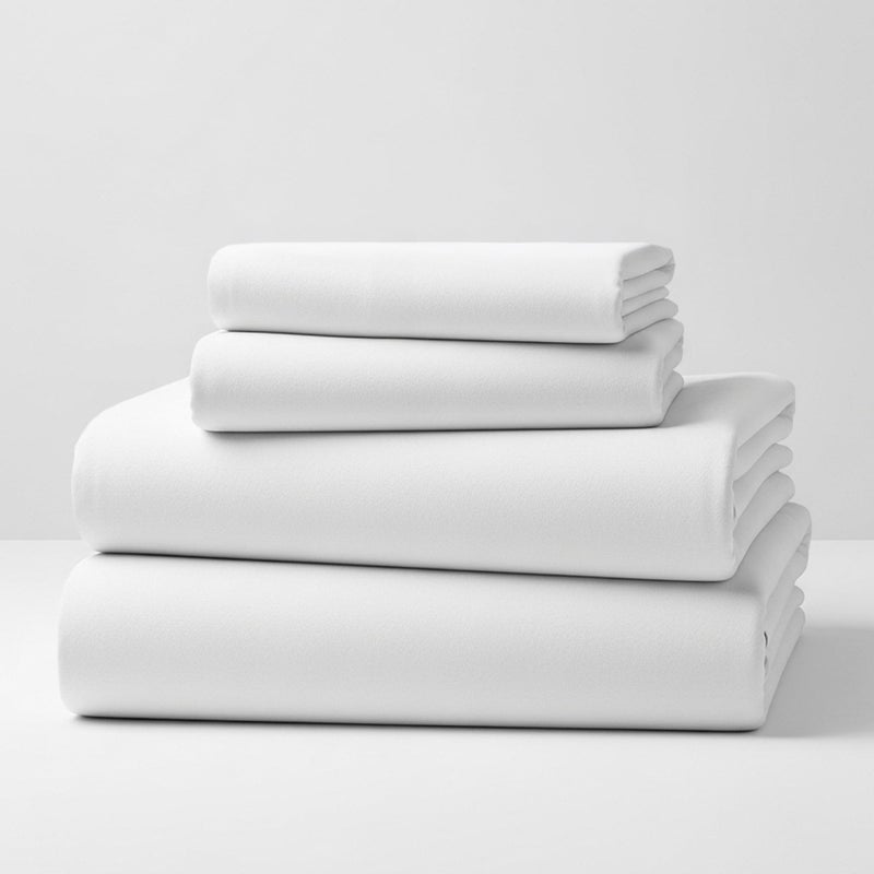 Mellanni Cotton Flannel Sheet Set - Double Brushed for Added Softness & Comfort - Deep Pocket Fitted Sheet up to 16" - 4 Piece Set (Full, White) - Image 1